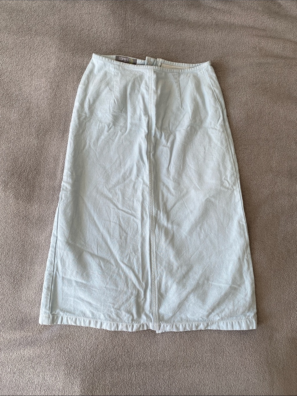 ESPRIT Pale Blue Denim Midi Skirt with Center Seam and Slit
